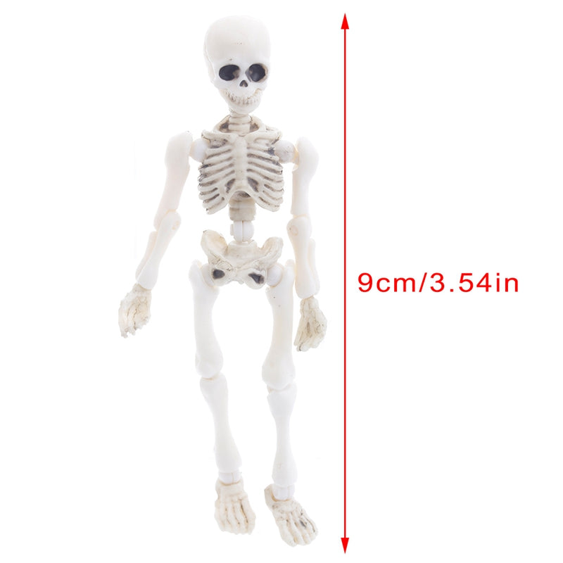 9cm Movable Mr. Bones Skeleton Human Model Skull Full Body Mini Figure Toy Halloween Party Decor Action Figures Statu Skeleton