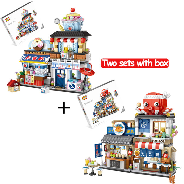 New LOZ Creative Sea Fish Food House Model Building Block MOC Retail Store With Figure Dolls Bricks Sets Boys Toys Kids Gifts