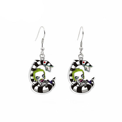 Beetlejuice Characters Handmade Epoxy Acrylic Fish Hook Dangle Earrings