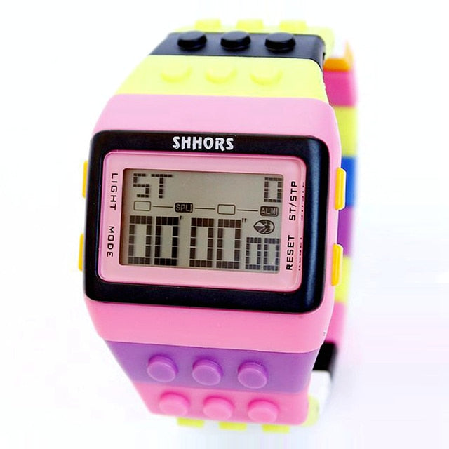 Colorful Digital Watch and Building Block Capable