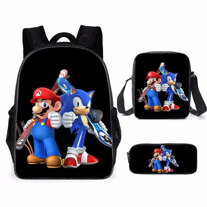 Super Mario Bro Sonic Children School Bag Backpack