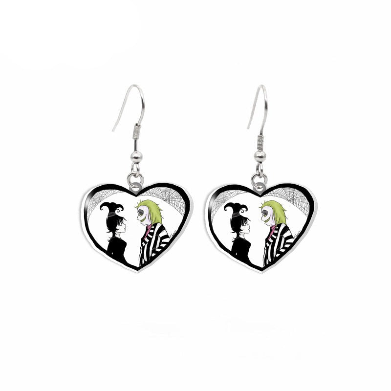 Beetlejuice Characters Handmade Epoxy Acrylic Fish Hook Dangle Earrings