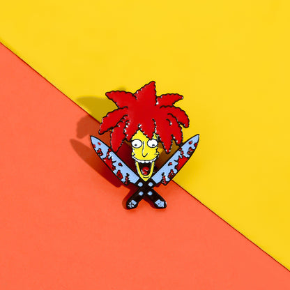 Meme Sideshow Bob Enamel Pins Double Dagger TV show Cartoon character nternet brooch cute Enamel pins For Friends Fans