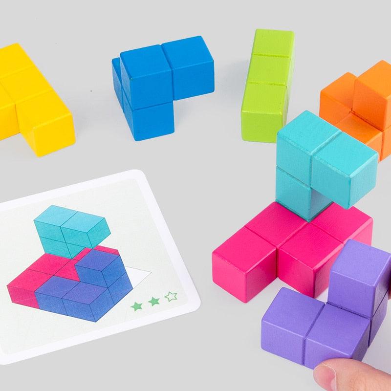 3D Wooden Tetris Style Puzzle Logic Game