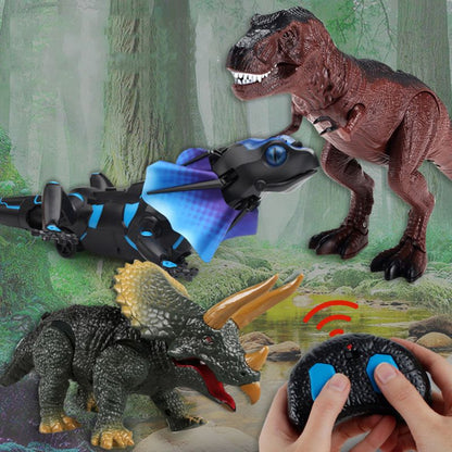 Kids Remote Control Animals Toy Dinosaur with Walking Roars Glow Eyes Tyrannosaurus Triceratops Lizard Toys for Boys Girls