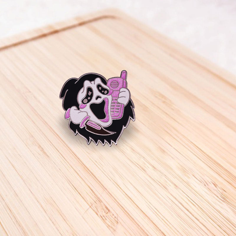 Scream Scary Movie Enamel Pin Glitter Pink